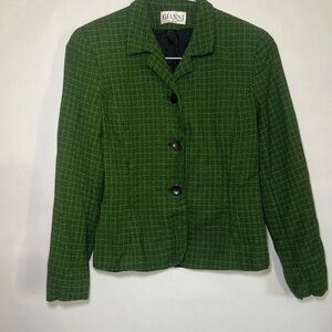 Gianni Sport Vintage Green & Black Checkered Workwear Blazer Jacket Size 6